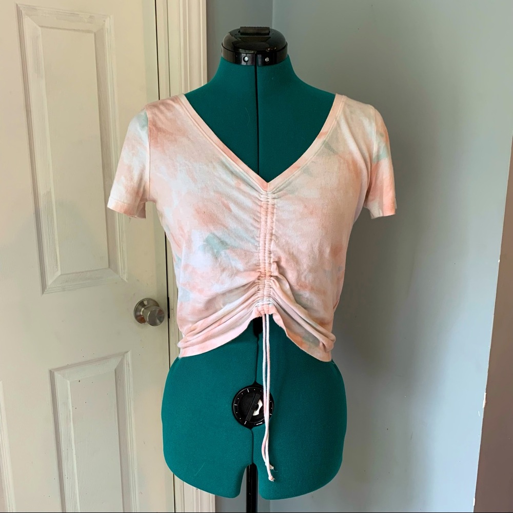 Trendy Adjustable Length, “Washed-Out” Pastel Colors, Short-Sleeve Top!